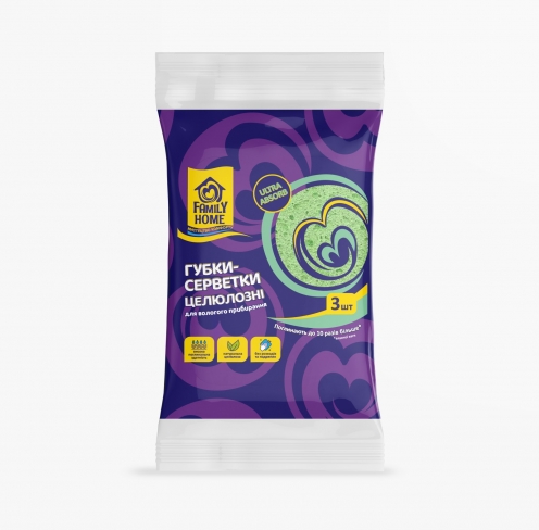 Губки-серветки целюлозні Family Home Ultra Absorb 3 шт.