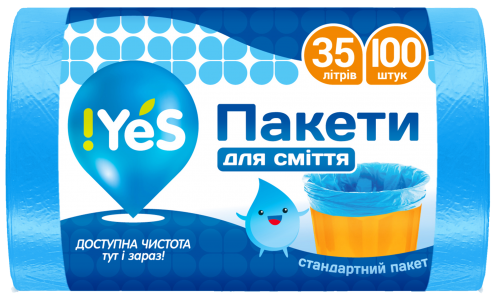 Garbage bags !YES 35 l 100 р blue standart packet 45*55