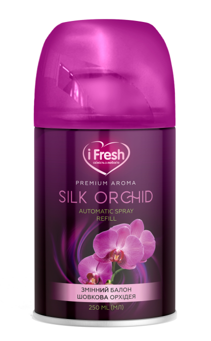 Змінний балон для автоматичного сухого освіжувача повітря iFresh Silk Orchid з ароматом шовкової орхідеї 250 мл