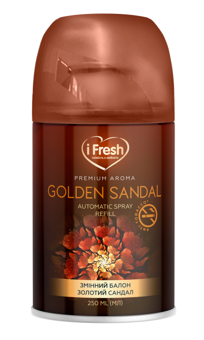 Сменный баллон для автоматического сухого освежителя воздуха iFresh Gold Sandal с ароматом золотого сандалу250 мл